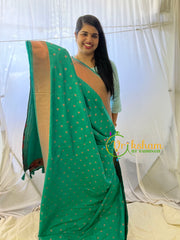 Aqua Green Paithani Semi Soft Silk Saree -VS741
