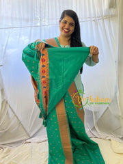 Aqua Green Paithani Semi Soft Silk Saree -VS741