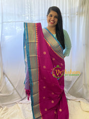 Purple with Blue Rani Paithani Soft Silk Saree -VS753