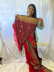 Red with Black Rani Paithani Soft Silk Saree -VS750
