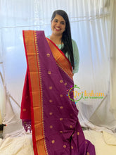 Purple with Red Rani Paithani Soft Silk Saree -VS752