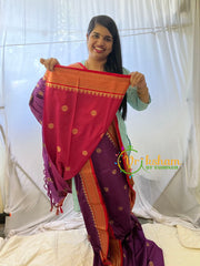 Purple with Red Rani Paithani Soft Silk Saree -VS752