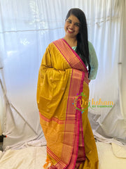 Mustard with Pink Rani Paithani Soft Silk Saree -VS755