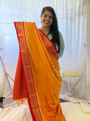 Mango yellow with Red Rani Paithani Soft Silk Saree -VS756