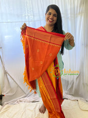 Mango yellow with Red Rani Paithani Soft Silk Saree -VS756