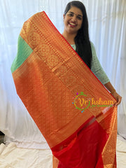 Light Blue with Red Kanchi Silk Saree-VS200
