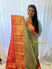 Grey Black with Red Border Silk Saree-VS354