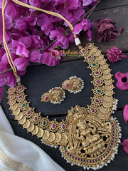 Lakshmi coin and Pendant Choker -Pearls -Red Green -G2251