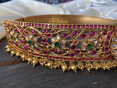 Exquisite Kundan and Kemp Hip Belt -Pink with Green -G2264