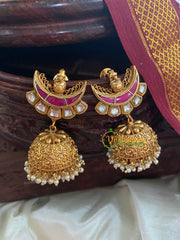 Red white Chandbali Jhumkas -G5103