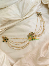 Green Half Moon Jada Bun Billai with Maatil -Bridal Bun Jada Billai -Green Bead-G8367