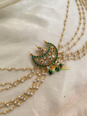 Green Half Moon Jada Bun Billai with Maatil -Bridal Bun Jada Billai -Green Bead-G8367