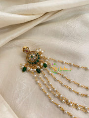 Green Half Moon Jada Bun Billai with Maatil -Bridal Bun Jada Billai -Green Bead-G8367