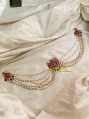 Red Jada Bun Billai with Maatil -Bridal Bun Jada Billai -Red Bead-G8366