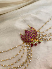 Red Jada Bun Billai with Maatil -Bridal Bun Jada Billai -Red Bead-G8366