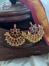 Gold Look Alike Chandbali Stud-Red Green-G5138