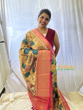 Beige Sandal Kalamkari Saree -Semi Soft Silk Saree-VS881