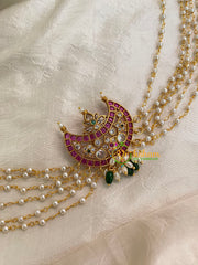 Red Green Jada Bun Billai with Maatil -Bridal Bun Jada Billai -Green Bead-G8363