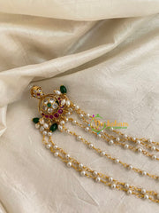 Red Green Jada Bun Billai with Maatil -Bridal Bun Jada Billai -Green Bead-G8363