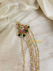 Red Green Jada Bun Billai with Maatil -Bridal Bun Jada Billai -Green Bead-G8363