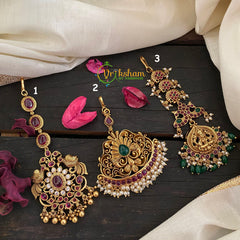 Premium Kemp Tikka AD Stone Tikka Lakshmi Maang Tikka-G3056