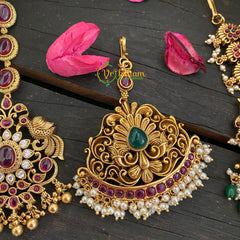 Premium Kemp Tikka AD Stone Tikka Lakshmi Maang Tikka-G3056