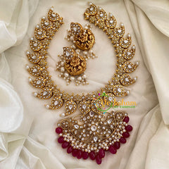 Precious White Jadau Kundan Maanga Neckpiece -Pink -J808