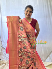 Light Pink Kalamkari Saree -Semi Soft Silk Saree-VS883