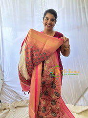 Light Pink Kalamkari Saree -Semi Soft Silk Saree-VS883