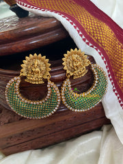 Lakshmi Stud Peacock Chandbali Dangler-Green-G5076