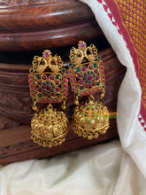AD Stone Peacock Temple Jhumkas-Ganesh-G5149