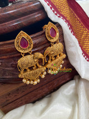 Premium Elephant Danglers-Red-G5146