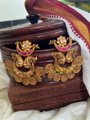 Lakshmi Coin Chandbali Dangler-Red-G5077