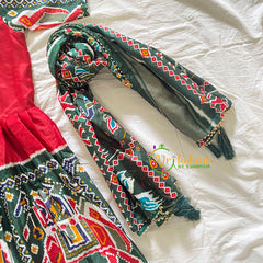 Red with Green Dress Set for Girls -VS815