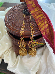 Traditional Peacock Jhumkas with Maatil-Red Green-G5135