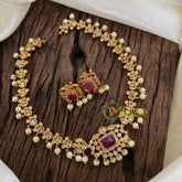 Elegant Pearl Short Neckpiece -Red -G06