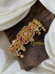 Premium Gold AD Stone Hair Clip -Red White-H520