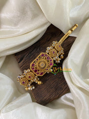 Premium Gold AD Stone Hair Clip -Red White-H520