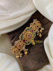 Premium Gold AD Stone Hair Clip - Red Green -H521