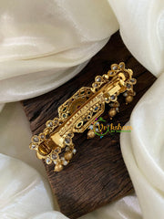 Premium Gold AD Stone Hair Clip - Red Green -H521