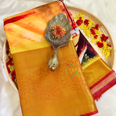 yellow Orange Digital Kalamkari Soft Silk Saree -VS3172