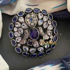Oxidized German Silver Finger Rings-  Blue White-S271