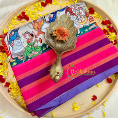 Blue Digital Kalamkari Soft Silk Saree -VS3150