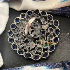 Oxidized German Silver Finger Rings-  Blue White-S271