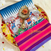 Blue Digital Kalamkari Soft Silk Saree -VS3150