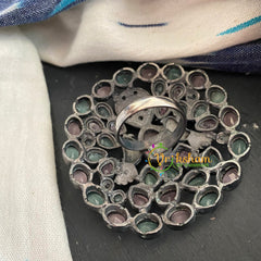 Oxidized German Silver Finger Ring-  Pastel Shades -S272