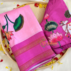 Light Pink Kalamkari Soft Silk Saree -VS3161