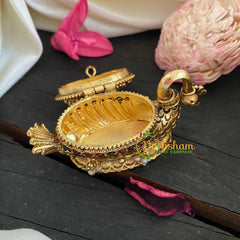 Gold Look Alike Lakshmi Kumkum Box- Swan-G3098