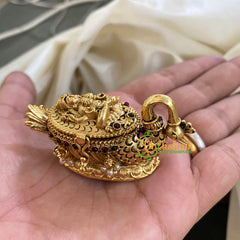 Gold Look Alike Lakshmi Kumkum Box- Swan-G3098