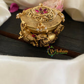 Floral Kemp Kumkum Box with Elephants-G3105